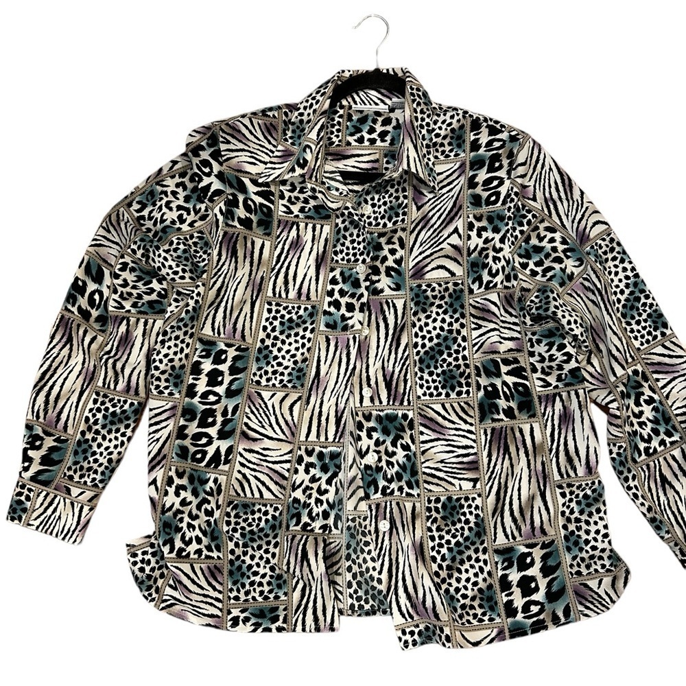 Vintage Alfred Dunner Animal Print Blouse - Picture 1 of 7